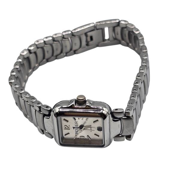 Power 1 Quartz Women Watch Square Shaped Silver Tone Stainless Steel Japan Move - Picture 4 of 6